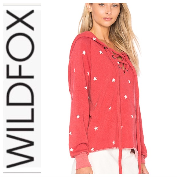 WILDFOX FOOTBALL STAR HUTTON HOODIE IN RED SIZE MEDIUM - Picture 4 of 15